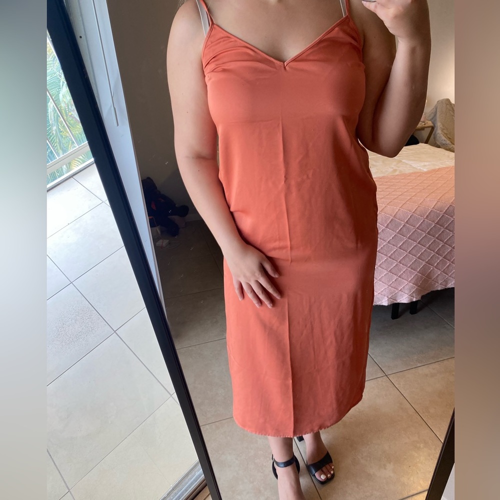 Peach satin dress